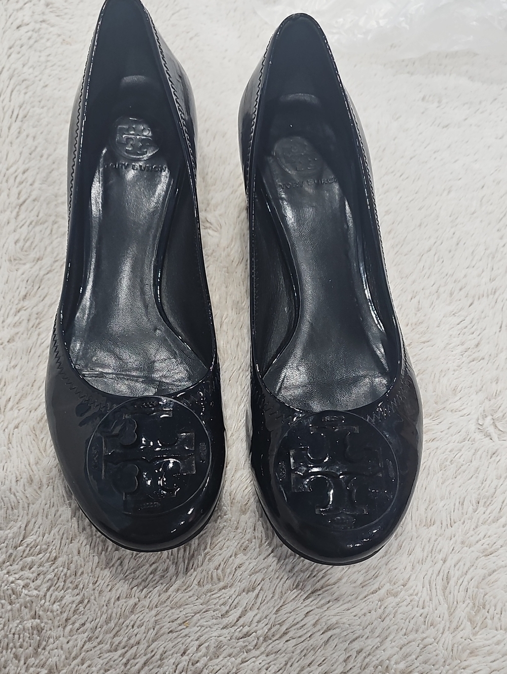 Tory Burch Black Patent Logo Ballet Flats